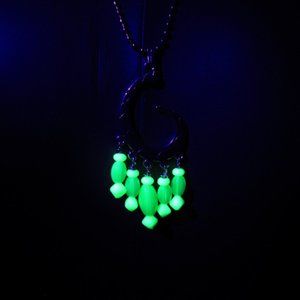 Uranium glass bead fish hook necklace